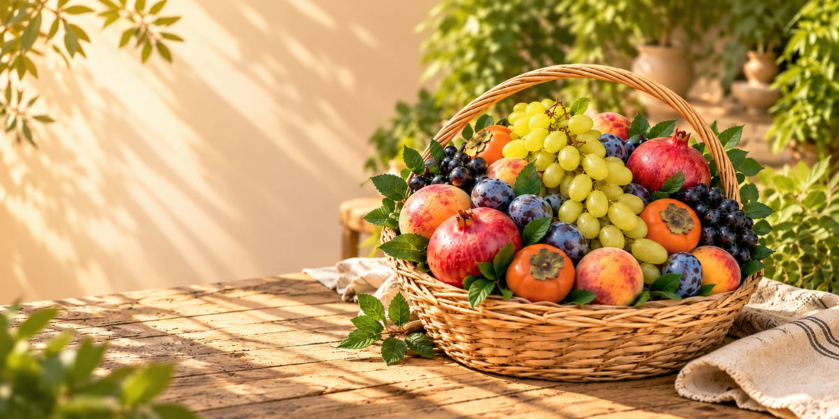 SEZON Vegetables & Herbs desktop banner - wicker fruit basket centered with full basket visible